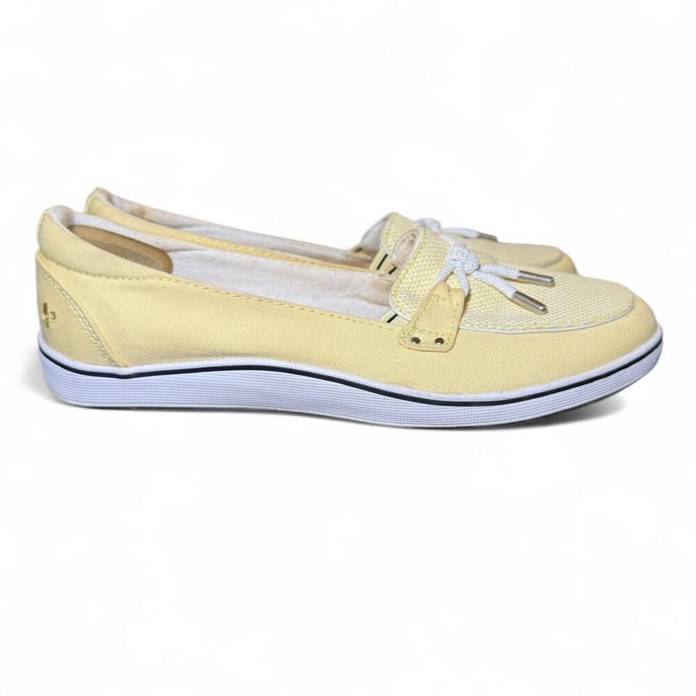 Grasshoppers Highview Seasonal Womens Yellow Canvas Loafer Flats Boat Shoes Sz 8 - Picture 3 of 6